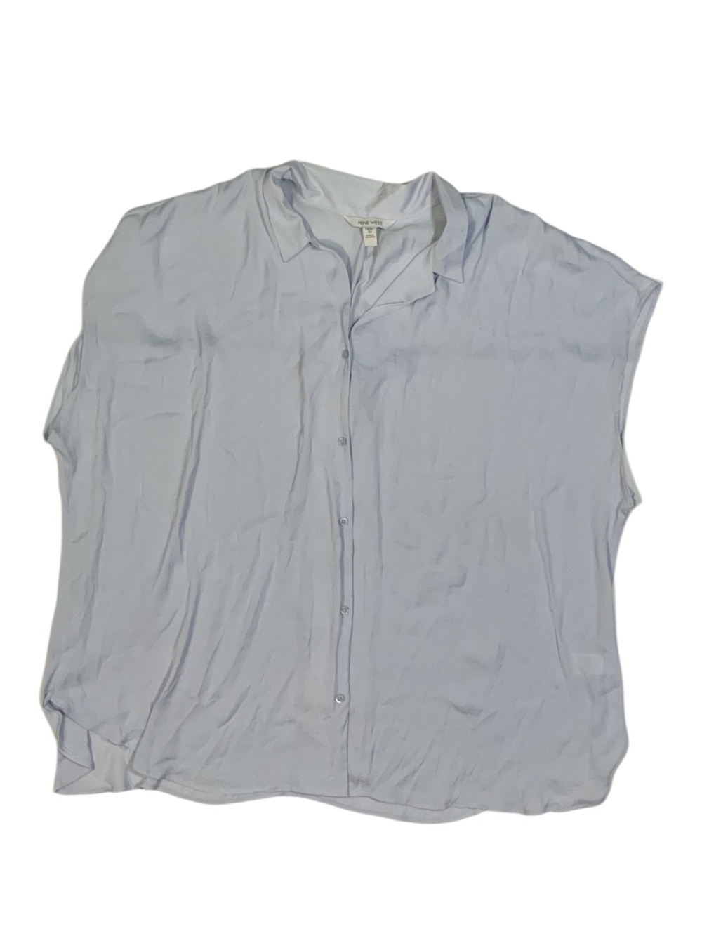 Nine West Women's Plus Size 3X Short Sleeve Button-Down in Light Blue